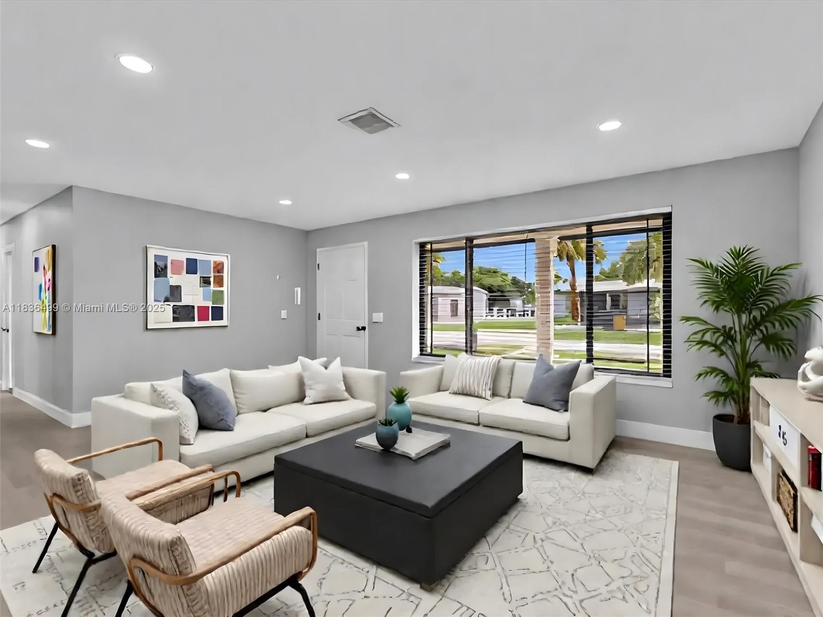 Welcome to your fully renovated dream home in the heart of Miami Gardens!This spacious 6-bedroom, 3-bathroom property has been upgraded from top to bottom with no detail overlooked.Featuring new laminate flooring, a modern open-concept layout, nice finishes, this home is move-in ready.The elevated kitchen includes quartz countertops, white shaker cabinets, & stainless steel appliances. All bathrooms are updated with beautiful tile, sleek vanities, and stylish fixtures.The split-bedroom layout offers privacy, with 2 primary suites.Upgrades include fresh interior/exterior paint, new plumbing, electrical, & lighting.Sitting on an oversized lot, the backyard offers plenty of space for entertaining, gardening, or future expansion.Ideal for large or multi-generational families.*VIRTUALLY STAGED*