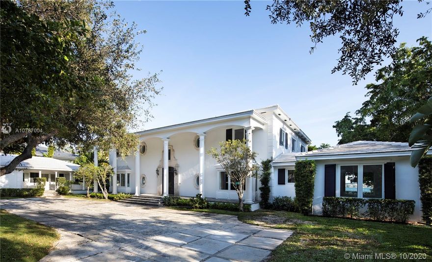 Tucked away in the exclusive gated community of Bay Point, this stunning waterfront property offers some of the most spectacular views in all of Miami right from its backyard. Absolutely nothing stands between this 32,000+ square foot & vistas of the beaches & Bay to the east & the dramatic glittering downtown skyline to the south. Situated near a corner of the community’s island, the home is private, but with easy access to nearby Midtown, The Design District, Wynwood, and Biscayne Blvd. It offers spacious 2-stories, 6-BRs with over 10,000 SF, a swimming pool, a separate pool house, 2 car garage plus plenty of indoor and outdoor entertaining space. Inside includes high-ceilings, a separate rec room off the pool, maid or in-law suite, and an upstairs master with more stunning water views.