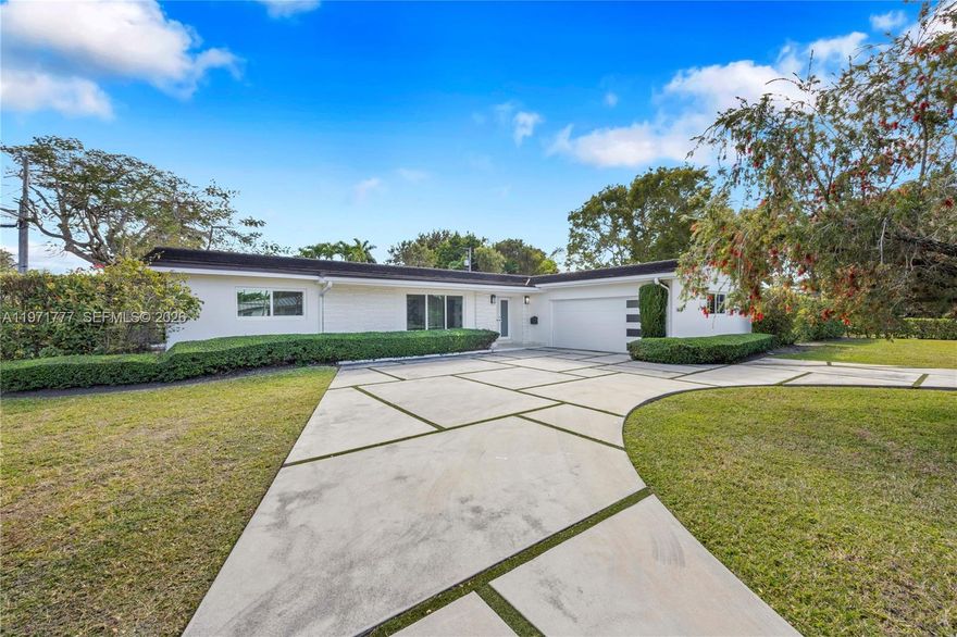 Discover this tastefully updated 4BD/2BA single-story home located in the sought after neighborhood of South Miami. Situated on a 15,410 SF lot, this residence offers 2,381 SF of living space with a spacious layout and abundant natural light throughout. Features include a spacious flow-through living room with large picture windows, formal dining room, eat-in kitchen w/ updated cabinetry and stainless steel appliances, family room w/ breakfast nook and washer/dryer in finished garage. The interiors create a clean, move-in ready feel while the home has recent upgrades including a new roof and impact windows, providing storm protection, low insurance rates and energy efficiency. Exterior highlights include a geometric stamped concrete driveway w/ ample circular parking, finished garage, raised patio and expansive private backyard fully gated with room for a pool or future home expansion. Conveniently located near Epiphany Catholic School, Mandelstam School, local shopping and dining in the shops at Sunset Place.