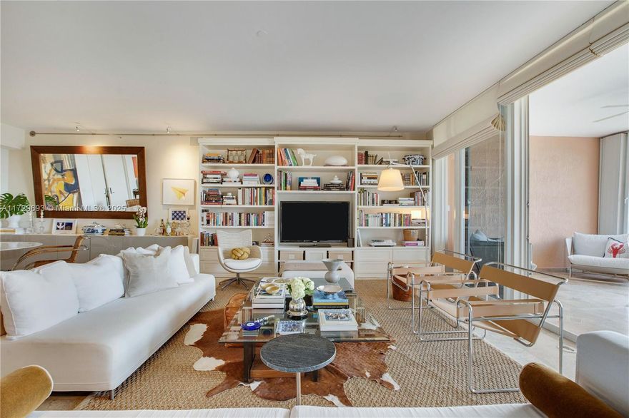 Welcome to PH-5, a distinctive 2,060 SqFt 2BD/2.5BA condo in Lake Villa II at Ocean Club, Key Biscayne. This bright unit features high ceilings, enhancing its spacious feel. Experience the exclusivity of Lake Villa II and indulge in the Ocean Club's premier amenities, including a Beach Club, Tennis Club, gym, restaurants, pool, spa, and more. PH-5 boasts two balconies: the expansive one offers stunning lake, pool, and city skyline views, while the second provides a serene garden and distant ocean view. The open-concept living and dining area is generously sized, featuring custom cabinetry for books, storage, and decor. The primary suite overlooks the lake, and the second suite offers tranquil tree views. Includes 2 parking spaces & storage. Embrace the luxurious resort lifestyle today.