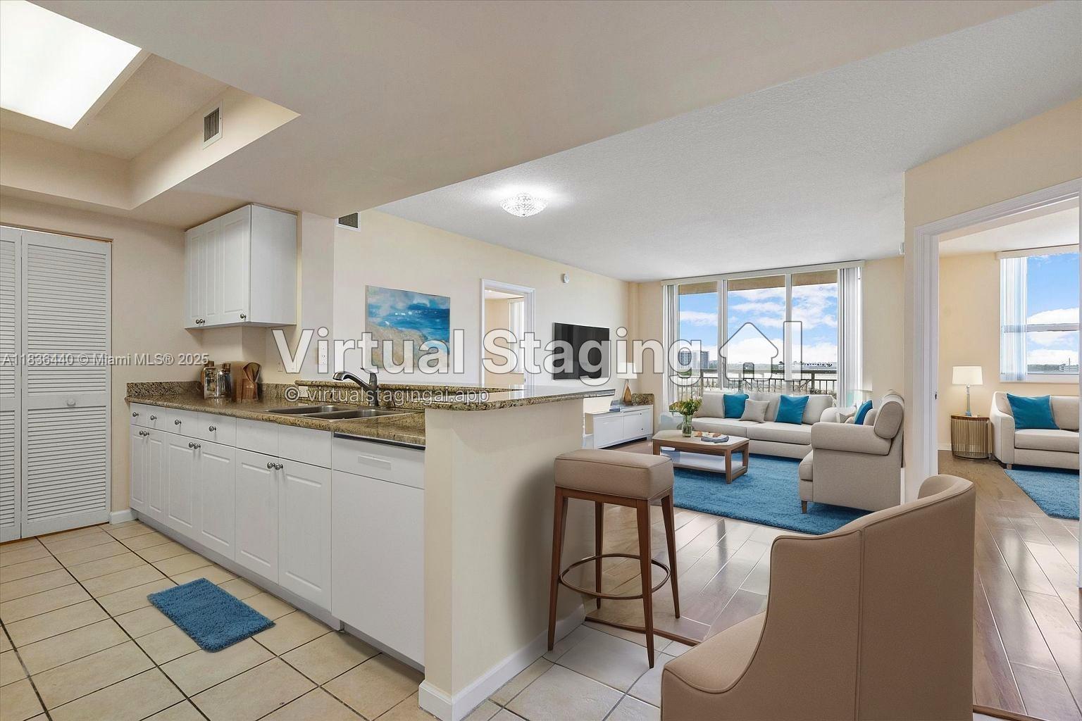 This stunning unit at Turnberry on the Green boasts breathtaking views of the Aventura cityscape and spectacular sunset vistas. The charming light-filled condo features beautiful wood floors throughout and an open floor plan with 2 spacious bedrooms and 2 bathrooms.
The gourmet kitchen is equipped with granite countertops, and the unit also includes marble floors, a washer and dryer, and a designated parking space.
Located in the heart of Aventura, Turnberry on the Green offers unparalleled access to amenities and lifestyle. The building sits atop the famous Turnberry Golf Course, directly in front of Aventura Mall.