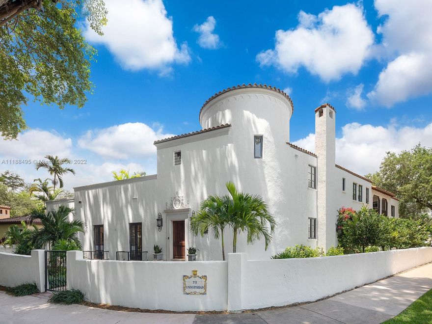 Located in the coveted "Golden Triangle" of Coral Gables, this historically designated 1925 Mediterranean estate, by famed architect Phineas Paist, was originally built for the Merrick family.  This Old Spanish home has undergone a complete restoration and has been meticulously restored to its previous grandeur, while adding the modern conveniences and luxuries of today.