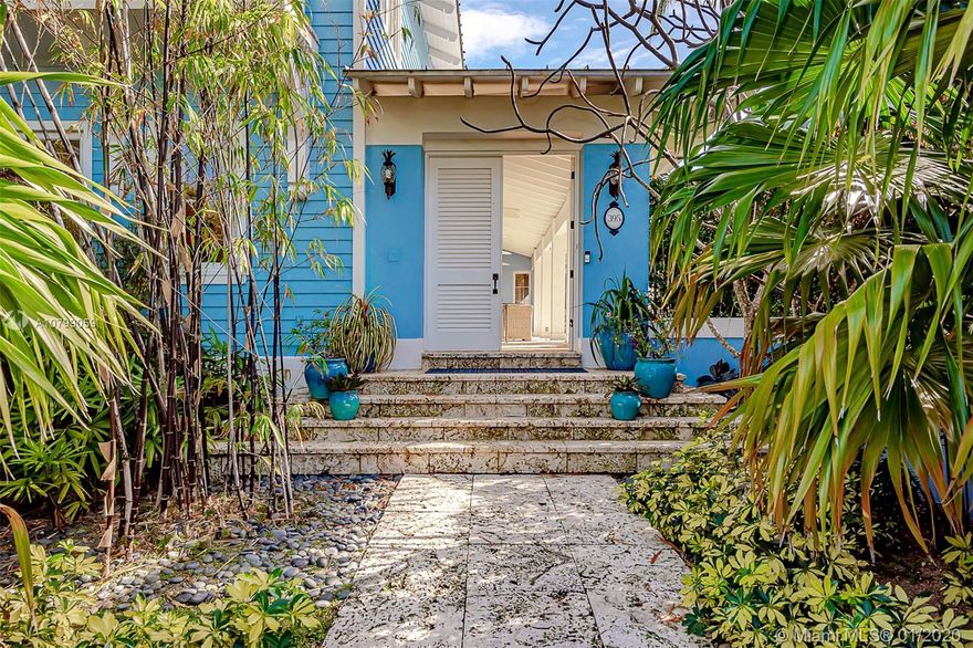 Prestigious corner lot home steps from the Ocean.5 BR/4.5 BA Key West home w/interior courtyard pool area completely privatized. Elevated home w/ Brazilian cherry wood flooring. Formal living dining areas w/ access to covered terrace. NEW open spaced kitchen a chef’s dream; new Wolf gas appliances, fixtures. Family room w/ built in entertainment bar leading into a theater room. Walk in wine cellar, BR/BA for maid’s room or guestroom; a walk-in laundry accessible  to car carport. Upstairs 4BR/3BA an open landing for office or kids’ family room. Master suite w/ walk in closets; recently remodeled bathroom; rain shower, Jacuzzi, double sinks natural light Excessive storage spaces inside n out; full working gazebo poolside. great entertaining atmosphere,steps away from the Atlantic Ocean.