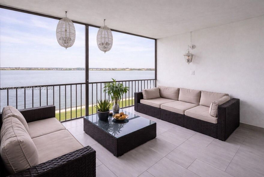 Amazing View! Fall in love with this beautiful and spacious furnished apartment. This stunning unit features new laminate flooring throughout,  2 bedrooms and 2 full bathrooms, plenty of closets, a big living/dining room, a nicely sized remodeled kitchen with stainless steel appliances, and a screened-in balcony perfect for relaxing. The property also includes hurricane- impact windows and doors. The community offers great amenities such as a swimming pool, gym, sauna, BBQ area, clubhouse, pool tables, laundry room on each floor, and 24-hour security. Prime location close to major highways, Aventura Mall, Greynolls park, beaches, shopping centers, and restaurants. Schedule your viewing today!