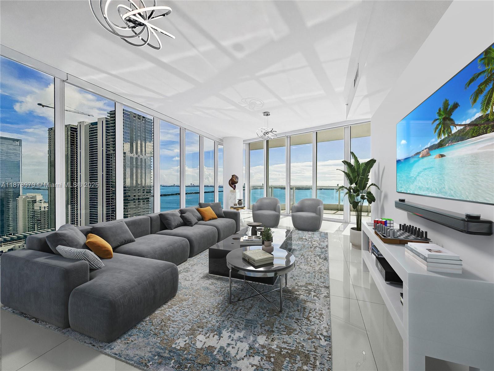Calling all Interior Designers! You will love the natural light in this ultra-high floor, 01 line, with 10-foot ceilings, ocean and bay views galore at Paramount Bay, in the heart of Edgewater. It provides the perfect opportunity to move in now and refine over time, with a flexible canvas for bespoke interior design. Other differentiators include 2 elevators in the private foyer, primary suite w/ custom steam shower, natural stone, upgraded 3x3 white porcelain, & Sub-Zero Wolf appliances. Resort quality amenities include 2 pools with towel service, whirlpool, cabanas, & BBQ's; fitness center w/ weights, cardio, Pilates reformer equipment, instructors, massage, steam room & sauna; kid/teen rooms; banquet/conference room. Close to: Margaret Pace, Wynwood, Design District, & Miami Beach.