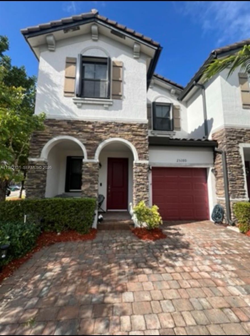 Beautiful corner-unit townhouse in the desirable Artesa community featuring 3 bedrooms and 2.5 bathrooms. The home offers a modern kitchen with granite countertops, stainless steel appliances, and ample cabinet space. Ceramic tile flooring on the first floor and wood laminate flooring upstairs. Enjoy a private covered patio and terrace, perfect for entertaining. Located in a gated neighborhood with resort-style amenities, including a fitness center, pool, basketball and volleyball courts, gym and a kids playground. Conveniently located near major highways, top-rated schools, shopping, and dining. Showings by appointment ONLY, 24 hours in advance. This one won’t last.