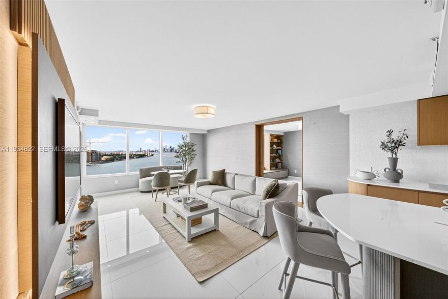 This beautifully renovated fully turn-key 2-bedrooms apartment features a $ 600,000 renovation. Enjoy breathtaking, unobstructed views of Fisher Island, Government Cut, the Miami skyline, and South Pointe Park. Featuring a desirable split bedroom layout for added privacy and an expertly redesigned open kitchen, this home combines style and functionality. The spectacular master suite boasts an open, glass-enclosed spa shower. Full-Service Luxury Building with Five Star Amenities: gym, pool, and tennis/pickleball courts. Ideally located in the desirable South of Fifth neighborhood, just steps from the beach, dining, and shopping.