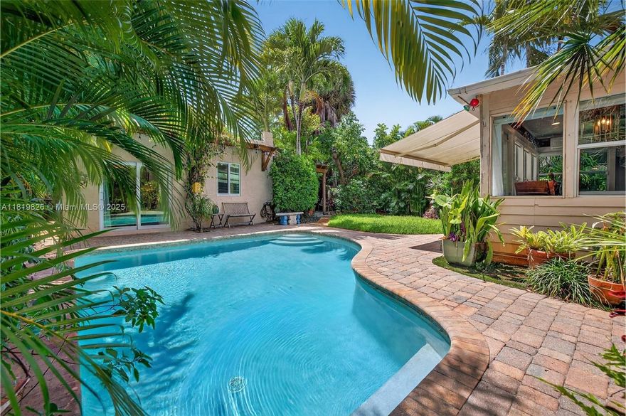 Private Mediterranean Revival workspace oasis in downtown Fort Lauderdale! Updated 2 office/1BA pool property, featuring updated engineered wood floors & gas generator. Detached 1 office/1BA updated studio/guest house/in-laws quarters w/ 2nd W/D, perfect for secondary office, gym, next gen guest house. Originally built in 1925, the property blends vintage charm w/ modern upgrades such as new Roof, Vapor Barrier, partial Impact Windows—resort-style pool & lush garden. Seamless indoor-outdoor spaces w/ oversized pergola & fenced patio. Located in Croissant Park area w/ RARE ROA zoning; ideal for professionals (attorney, architect, designer, yacht broker); live/work or AirBNB / Investors—steps from Tap 42, Broward Health, new Federal courthouse & mins to downtown & the air & sea port.