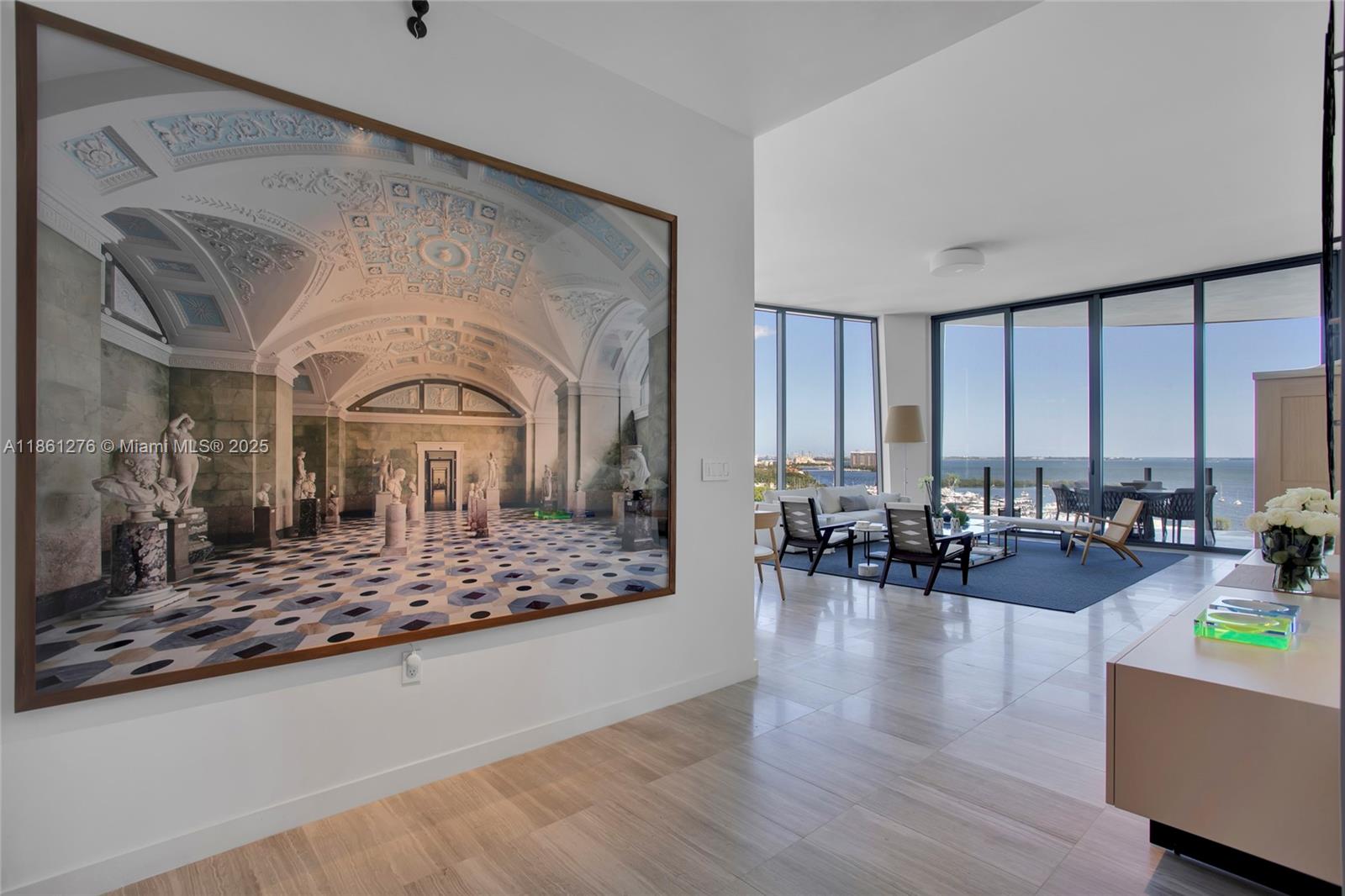 Magnificent architecture and spectacular views pared with effortless living make One Park Grove the jewel of Coconut Grove. Pritzker Prize winning architect Rem Koolhaas/OMA has designed a waterfront masterpiece on a five-acre site with 80,000SF of beautiful green space, and 50,000SF+ of unique amenities. Residence 14D is a unique custom home with endless waterfront views, 12ft ceilings, and a William Sofield designed chef's kitchen featuring Wolf, Miele, & Subzero appliances. Security, safety and privacy measures are second to none. Beautifully furnished and upgraded for a turnkey experience.
