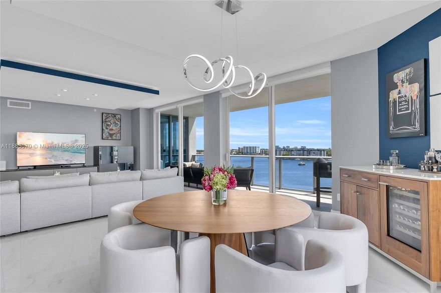 Experience refined waterfront living in this corner 2 bed + den, 2.5 bath residence at Marina Palms. Floor-to-ceiling views of the bay, city, and ocean set the stage for elegant interiors with porcelain floors, custom closets, and a Snaidero kitchen with Miele, Subzero, and Bosch appliances. Two parking spaces and storage are included, with the option to purchase fully furnished. Indulge in resort-style amenities: a waterfront fitness center, spa with sauna, yoga and pilates studios, kids and teen lounges, business center, and club room. A private marina with 112 slips for yachts up to 100’—plus an exclusive boat club membership—completes this unparalleled Aventura lifestyle.