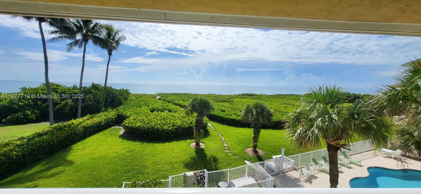 Beautifully updated ocean-view townhome-style condo on Hutchinson Island. Enjoy panoramic Atlantic views from the living room and primary suite, plus intracoastal views from the guest bedroom. Features include wood flooring, modern kitchen with sleek counters & stainless steel appliances, in-unit laundry, and private balcony. The unit comes tastefully furnished and with everything you may need during your stay. Enjoy the convenience of covered parking even for guest, community pool, hot tub, and private beach access. Turnkey and ready for year-round living or seasonal rental.