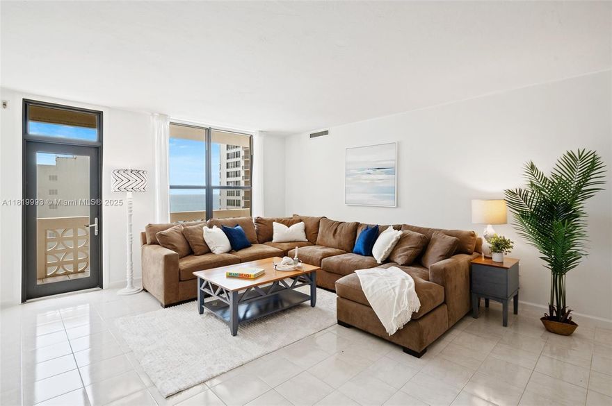 This rarely available east-facing 2-bed, 2-bath unit at The Plaza of Bal Harbour offers the building’s largest floor plan, with direct ocean views from every room. The large master suite boasts breathtaking ocean and downtown views. Recent upgrades include impact windows, a renovated kitchen with quartz countertops, and new appliances. The Plaza is a full-service building, with 24-hour security/concierge, valet parking, social room, gym, pool, hot tub, and private beach service. The ongoing 50-year recertification project includes new glass balconies, a renovated lobby, updated hallways, and a new gym. The owners has already paid half of the assessment, with $89K remaining, and is exempt from the $32K impact window assessment.