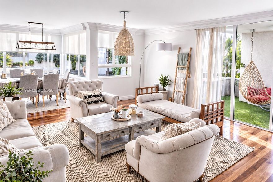 Rarely available corner residence in Botanica at Key Colony. This elegant 3-bedroom + spacious enclosed den offers an abundance of natural light throughout, enhanced by its prime corner exposure. The primary suite features stunning floor-to-ceiling windows overlooking the lush Botanical Garden, creating a serene and private retreat.

The thoughtfully designed layout includes three bedrooms plus a versatile enclosed den, ideal for a home office, family room or additional living space. A generously sized terrace offers exceptional privacy and tranquil views of the tropical garden, perfect for indoor-outdoor living.

A unique opportunity to own a bright and refined residence in one of Key Biscayne’s most sought-after communities.