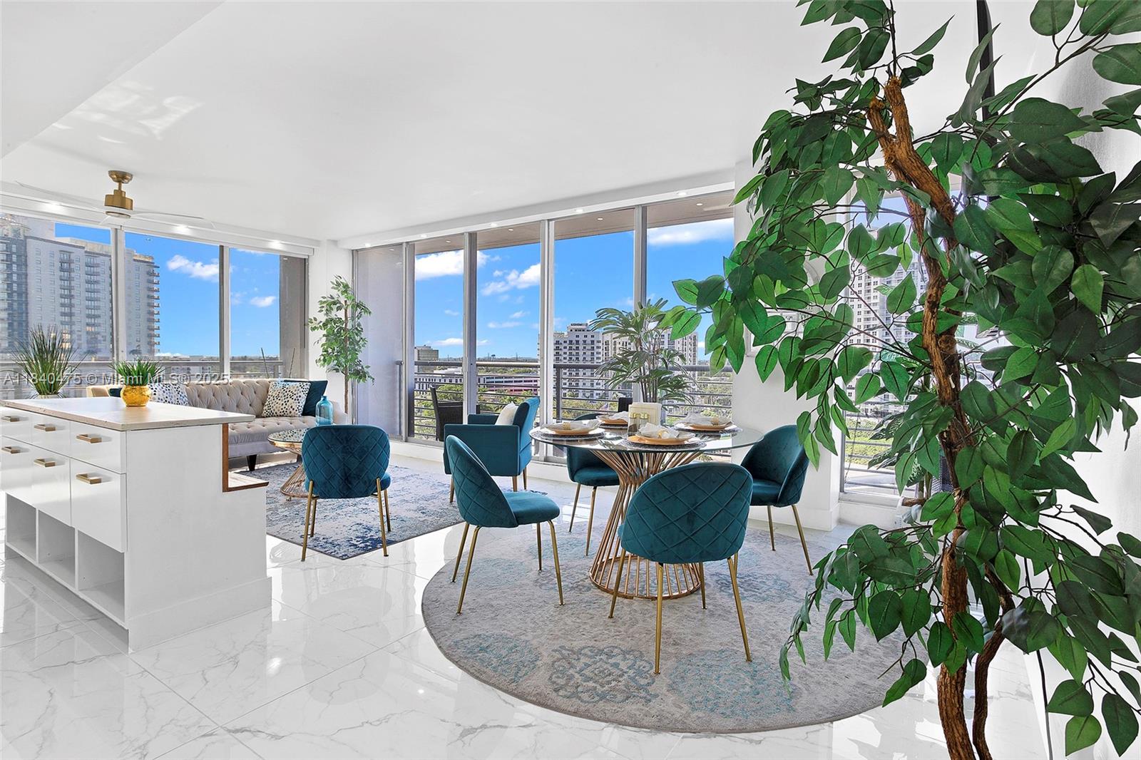 Stunning corner unit in sought-after Home Tower Condo! This fully remodeled 1BR/1BA features 848 sqft of modern elegance, with brand-new floors, walls, kitchen, bath, and in-unit laundry. Enjoy breathtaking views from 3 private balconies—partial ocean, downtown Hollywood, and vibrant Young Circle. No buildings obstruct sunrise or sunset. Bathed in natural light and cross-ventilation, this 10th floor gem offers unmatched privacy, style and location. East of US-1, just minutes to the beach, shops and dining. Secure building, pool, gym, and more. There is simply no other unit in the building with this layout, light and view. Short-term rentals allowed-high rental demand make this an excellent investment opportunity or Live in luxury and modern design. Offered furnished / additional value.