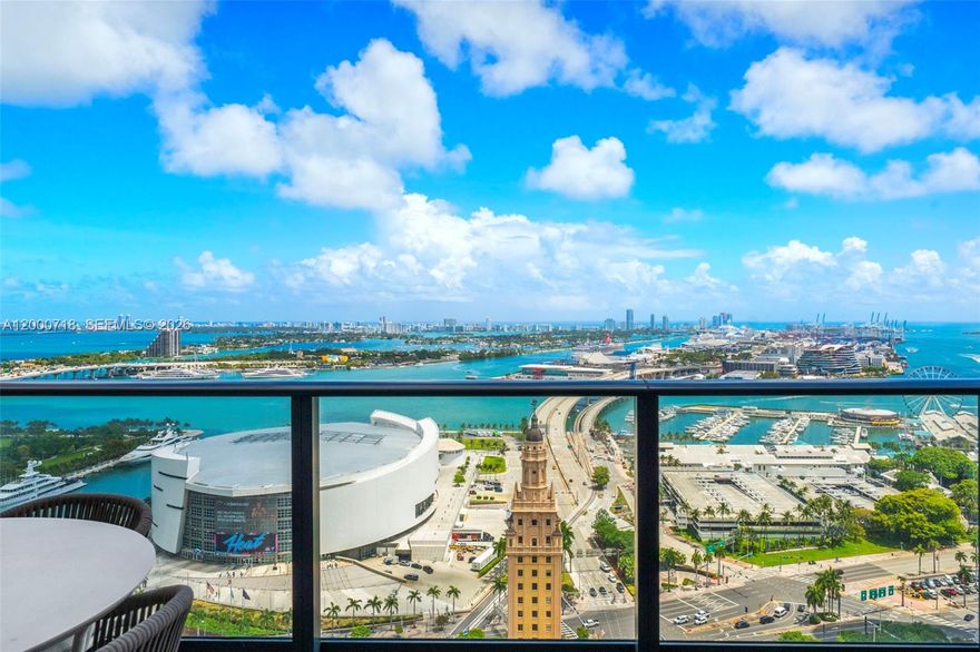 Fully furnished and strong revenue-producing high-floor NE corner unit at Natiivo Miami with 3 bedrooms and 3 bathrooms, offering panoramic direct water and city skyline views from a large balcony. This bright and spacious residence features an open-concept layout, en-suite bathrooms, and in-unit washer and dryer. Currently enrolled in the hotel program, the unit allows daily rentals, ideal as a luxury vacation home or income-generating investment. The unit features a lockout configuration with a separate entrance, allowing owners to enjoy complete flexibility. Use the entire 3-bed/3-bath residence as your primary home, or lock off one bedroom to rent independently while maintaining full privacy in your 2-bed space. Host family and friends in the locked bedroom when you're in town, or generate rental income from it while you're away. Residents and guests enjoy resort-style amenities including a rooftop pool with panoramic views, state-of-the-art fitness center, luxury spa with traditional Hammam, restaurants, cafés, bar, lounge areas, and valet parking. The building permits daily, weekly, and monthly rentals. Located in the heart of Downtown Miami, steps from Bayfront Park, Miami Worldcenter, Kaseya Center, Bayside Marketplace, museums, theaters, restaurants, nightlife, and the Brightline station. This residence benefits from one of Miami's strongest short-term rental markets, driven by tourism, major events, concerts, and international visitors.
