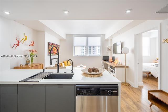 Discover this beautifully renovated 1-bedroom, 1-bath apartment — fully furnished and ready for you to move in! Enjoy modern finishes, stylish décor, and a prime location just steps away from entertainment, dining, shopping, and nightlife. Features a modern kitchen with stainless steel appliances and quartz countertops, in-unit washer/dryer, custom closets, fresh paint, and wood floors. Amenities include a gym and game room with pool table. If you’re looking for a vibrant city lifestyle or a convenient home close to everything, this is it! Perfect for professionals, Investors or anyone who loves the Miami energy!