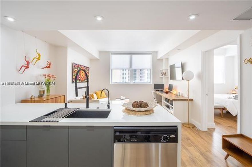 Discover this beautifully renovated 1-bedroom, 1-bath apartment — fully furnished and ready for you to move in! Enjoy modern finishes, stylish décor, and a prime location just steps away from entertainment, dining, shopping, and nightlife.  Features a modern kitchen with stainless steel appliances and quartz countertops, in-unit washer/dryer, custom closets, fresh paint, and wood floors. Amenities include a gym and game room with pool table. If you’re looking for a vibrant city lifestyle or a convenient home close to everything, this is it! Perfect for professionals, Investors or anyone who loves the Miami energy!