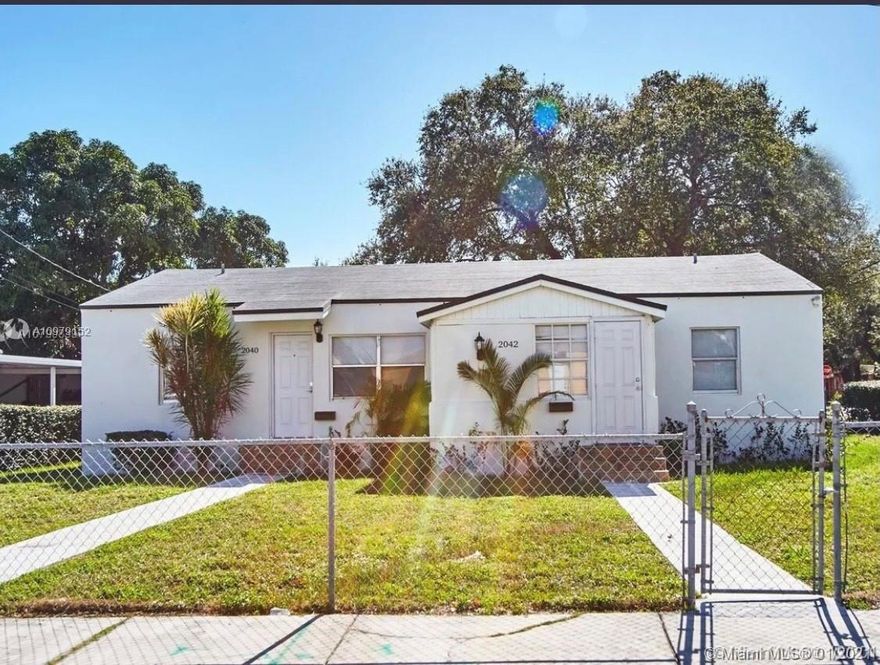 Duplex! Duplex! Corner Lot. Over the top income opportunity for investor or a great first home. The home has been recently been  remodeled. Drive way with space for up to 4 cars. Large front, side, and back yard. Updated plumbing and electrical. New central A/C and washer and dryer hookup in each unit. Both units are rented till April. Each unit is paying $1350 (below market price).  Do not miss this opportunity to own a home in this growing area. 5 minute distance from airport and Miami's luxury design district.