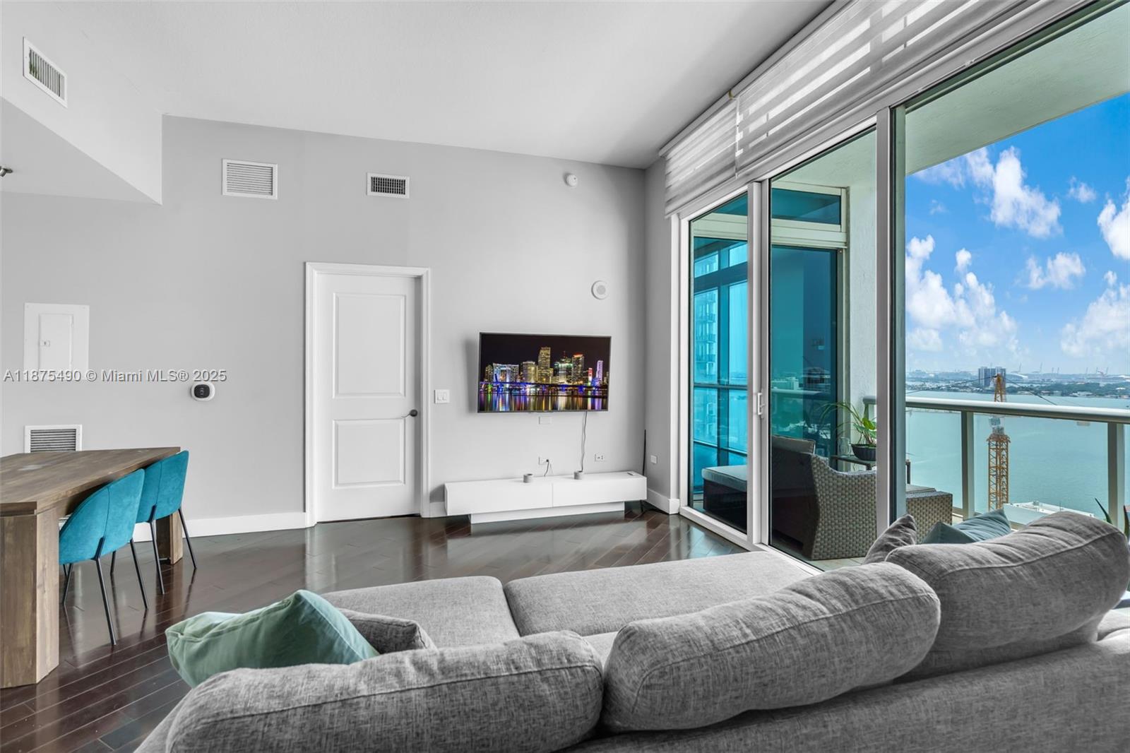 Step into this light-filled PENTHOUSE residence in Edgewater,11 ft floor to ceiling impact glass windows frame breathtaking views.The 2 bedrooms offer rich wood floors,stainless steel appliances in an open kitchen,with automated window shades in the living room.The layout is perfectly designed with 2 Bedrooms/2 Baths, 160 Sq.Ft. balcony that connects both bedrooms and the living area.From the balcony,look east over the open bay and south toward the stunning architectural icons of Missoni Baia and Elysee.This boutique-style high-rise offers the BEST-PRICED 2 Bedroom on the highest penthouse floor.With only 119 residences, residents enjoy full service,24-hour security, a newly remodeled pool.All in one of Miami’s most desirable waterfront neighborhoods, minutes from Wynwood, Design District.