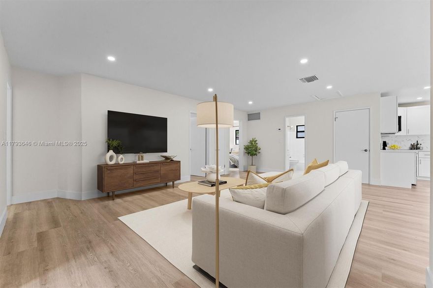 This move-in-ready home checks all the boxes. Modern Comfort Meets Prime Location! This beautifully refreshed 4-bed, 2-bath home offers a NEW ROOF, clean, contemporary feel in one of Fort Lauderdale’s most convenient locations. Just minutes from the beach, Fort Lauderdale Airport, I-95, I-595, and Sawgrass Mills, this home is ideally situated for both work and play. Inside, enjoy high-end luxury vinyl plank flooring throughout, fresh interior and exterior paint, and recessed lighting that highlights the home’s modern design. The open-concept seamlessly connects the living and dining areas, creating an ideal space for the family. The kitchen features real wood white shaker cabinets with soft-close hinges and elegant quartz countertops. Keep entertaining out back on your new oversized yard.