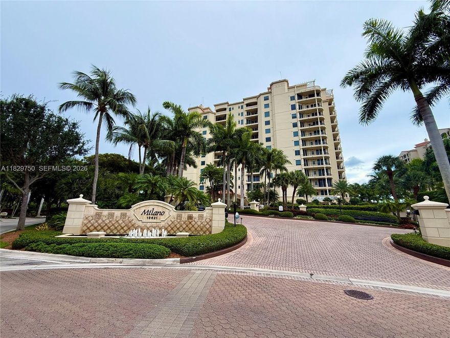 Wonderful condo in Exclusive guard-gated community of Deering Bay. Most desirable Milano Building 02 line with spectacular city, golf course and pool views. 3 ensuite bedrooms, guest bath, Marble floors and carpet in the bedrooms, impeccably maintained. This home in the sky boasts a private elevator entry foyer, ten foot ceilings, unit and surround sound, granite kitchen with island and Thermador appliances. NEW HURRICANE IMPACT DOORS (2024) and impact Windows. Newest building in the community with gracious lobby, social room, pool and bbq, hotel guest suite and fitness room. Two assigned parking spots #34 & 35, Golf Cart spot 10 and storage unit 25. Milano Assoc Fee $8589.91 quarterly and Master Association $781.19 quarterly. Boat slip available separately owner will assist. Assessment info contact agent