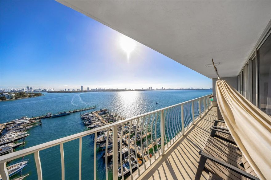 Stunning unobstructed views of the Biscayne Bay from this fully remodeled two-bedroom/ 2 bath condo!! This unit offers an expansive balcony accessible from all living areas, a split floor plan for privacy and peace of mind with great natural lighting, brand-new bathrooms, and a remodeled kitchen with granite countertops & stainless steel appliances!! Big washer and a dryer inside the unit. *TWO assigned parking spaces*. The building is full of amenities, including 24-hour security, an Olympic-sized swimming pool, Jacuzzi, stores, hair salon, restaurants, marina, and more!