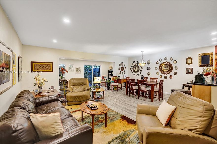 Amazing Emerald Hills area updated and bright 4 bed 2.5 bath that has impact windows and doors.  Seller contribution towards buyers closing cost or interest buy down possible. House is larger in sqft closer to 2000sqft because Florida room is open adding more living area. Big Laundry room on first floor. Also a half bath for your guest. Two parking spots right in front of your house. There is so much storage in the kitchen with nice counter tops and a large stove. In dinning area more storage for your holiday plates and wine. House has new vinyl floors, Fridge and Dishwasher just a year old. AC 2024, WH 2021.
Backyard area is nice kept and covered to give you shade when you enjoy your tea. Fence door opens to a green common area . Upstairs master has nice barn doors and lots of closets. Close to Restaurants, Shops just a few minutes walking distance away. TY Park that offers a lot for family is just around the corner.