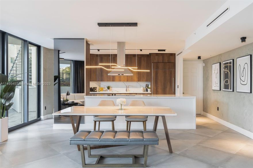 Discover luxury living in this stunning fully-remodeled unit, meticulously designed with a blend of sophistication and modern elegance. This 2-bedroom, 2.5-bathroom haven boasts a seamless fusion of comfort and style. Designer lights grace the bright interior, Venetian Plaster Walls, brand new porcelain tile throughout the property, custom kitchen featuring Sub-Zero, Miele appliances & custom closets enhance the unit's appeal while spa-like bathrooms offer relaxation. Entertain on the extra-large patio, a rare find for a condo unit. The unit comes fully furnished from Addison House and Modani. The building offers brand new Padel Courts, gym, sauna, community room, tennis courts and much more. Don't miss the chance to own this turnkey property, a masterpiece of modern living.