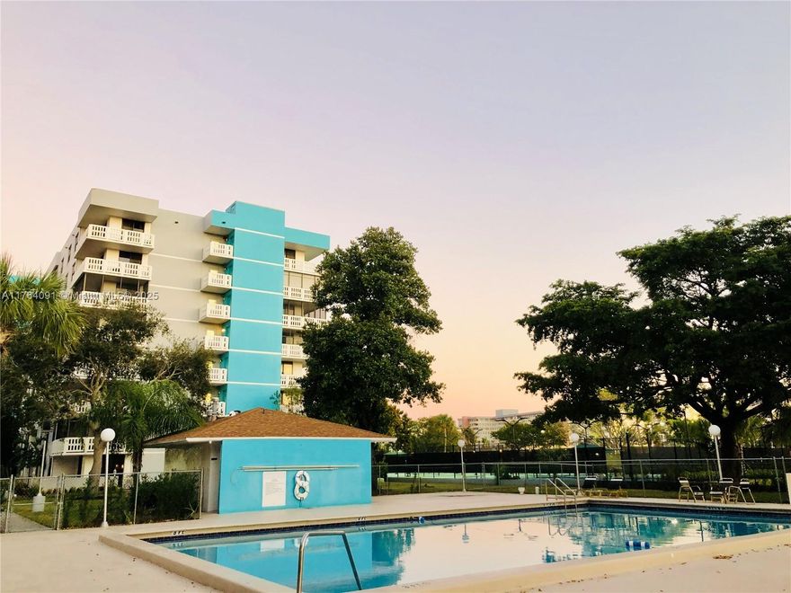 BEAUTIFUL Spacious & Bright 2 Bed/2 Bath with nice view balcony .New Impact Windows and sliding door . Located in the desirable HILLCREST AREA. Walk-in closet, Lots of closet space, additional storage. Great amenities, swimming pool, Gym, tennis courts,  new laundry room in every floor. HOA fees include water, trash, pest control, security cameras, front guard. Located in a quiet neighborhood close to schools, hospital, shops, restaurants, beach, I-95 and Turnpike. Pleasant surroundings for walking or cycling. GREAT OPPORTUNITY FOR INVESTORS, UNIT CAN BE RENTED RIGHT AWAY. CURRENTLY RENTED FOR $2250 UNTIL MAY 2025. Building has reserve And the year certificación is almost done .