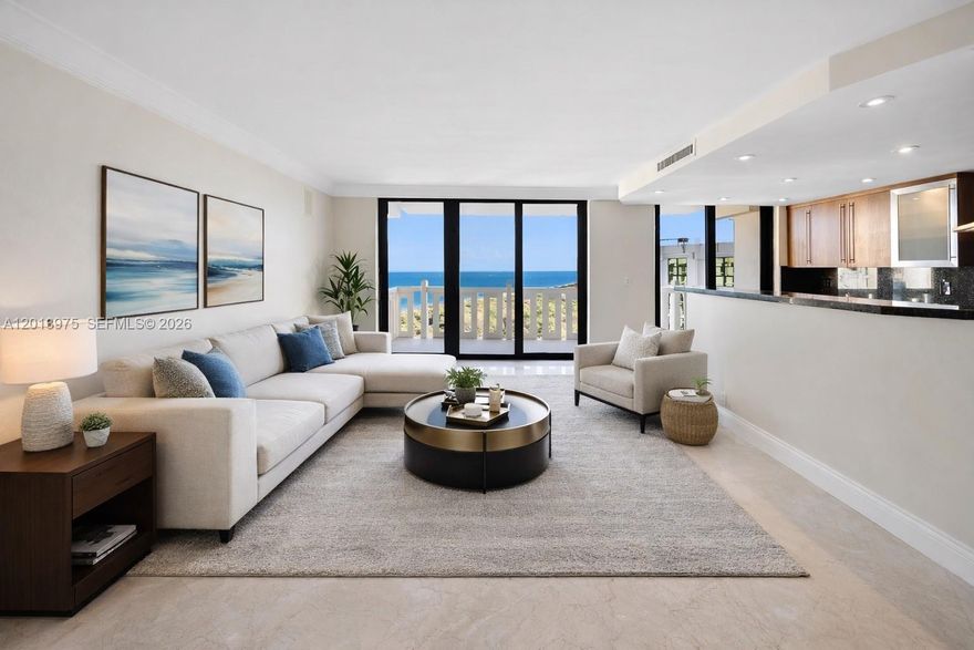 Experience elevated island living from this spacious 2-bedroom, 2-bath residence in one of Key Biscayne’s premier oceanfront communities. Offering 1,597 Sq Ft of bright interior space, this desirable F03 line features rare balcony access from the kitchen and showcases beautiful views of the ocean, lush state park, and resort-style pools, creating the perfect setting to enjoy the scenery from multiple living spaces.
This residence presents an exceptional opportunity to customize your ideal coastal retreat while enjoying a true 5-star amenity lifestyle rarely found in Key Biscayne at this price point. Residents enjoy direct beach access, on-site restaurant and lounge, fitness center, aquatic storage, two lighted tennis courts, and multiple pools designed for resort-style living. A unique opportunity to experience the very best of island living in a full-service beachfront setting.