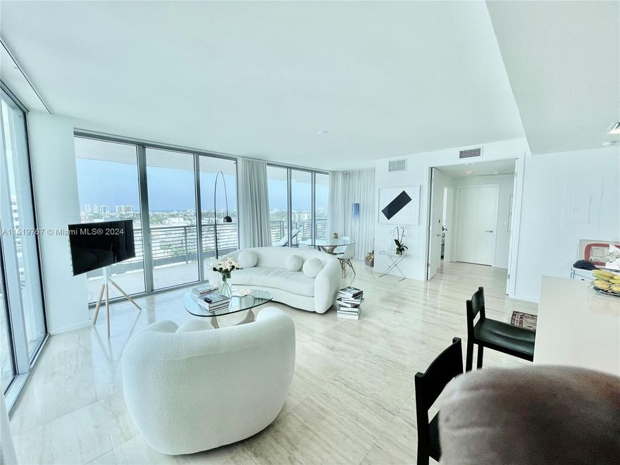 Chic residence in one of Miami Beach's most elegant boutique buildings. Situated on a quiet cul-de-sac on the bay, Capri South Beach is just three blocks from Lincoln Road. Oversized wraparound terraces provide panoramic views of Miami Beach and Biscayne Bay. Unit features Wolf, SubZero, and Miele appliances. Building offers 24-hour concierge, complimentary valet parking, a state-of-the-art gym, bayside pool, spa, towel service, and private marina. 2nd Bedroom is functionally set up as a den with pull-out sofa. Inquire with agent for images of furnished apartment. Available April 1 - November 30, 2024.