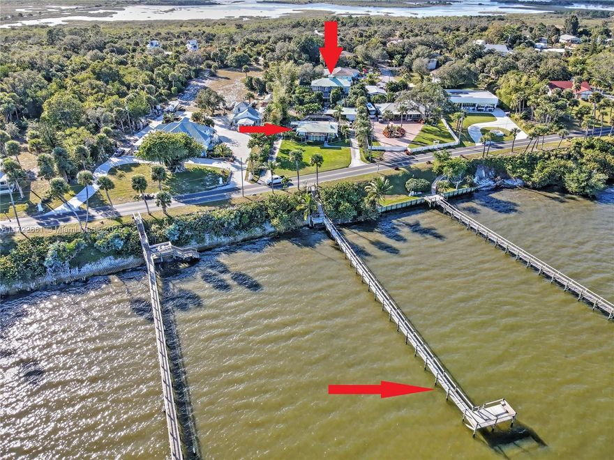 Riverfront Family Compound. Multiple structures with plenty of private spaces for refuge, together with cozy covered outdoor gathering places where everybody can come for grilling, eating, drinking, and togetherness. Get your coffee and watch the sun come up over your beautiful dock on the Indian Rver, and enjoy every aspect of old-fashioned Florida living. Excellent location less than ¼ mile from Walton Road which takes you to U.S. 1 & all necessary shopping for provisions. This is what Florida living is all about, peace, privacy, and warm sunny
weather on the river. Indian Riv. Drive house has 2 bed 2 bth & 99 Ridge Cir. house, (blt aprx 2004), has 2bed 2 bth. Taxes & some other info shown are combined for 2 homes, sizes, dates & distances are approx. Please do not walk prop w/o  appt.