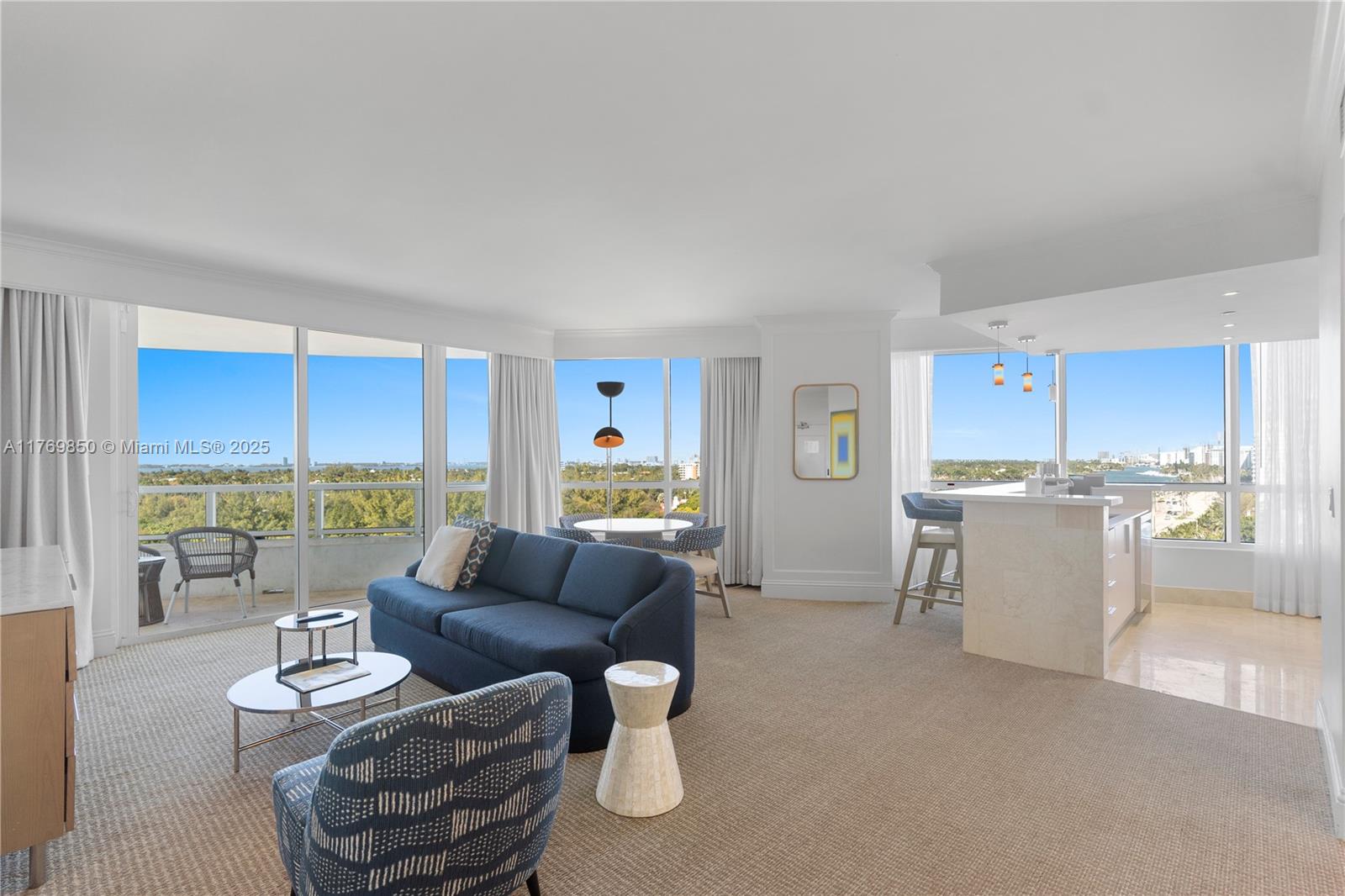 Enjoy full service, vacation-style living in this furnished turnkey corner unit at the Fontainebleau II Tresor with beautiful unobstructed ocean, Indian creek, & city views. Offering floor to ceiling glass windows, 2 private balconies, spacious living room with sleeper sofa, open kitchen layout, king bed in primary bedroom with walk in closet, washer/dryer & more. Option to enroll in hotel rental program & receive income while away! The Fontainebleau resort offers award-winning restaurants, LIV night club, Lapis spa & state-of-the-art fitness center, bakery, shops, full-service salon and more. Maintenance fees include all utilities: AC, internet, cable, electricity, valet + daily free breakfast in owner's lounge.