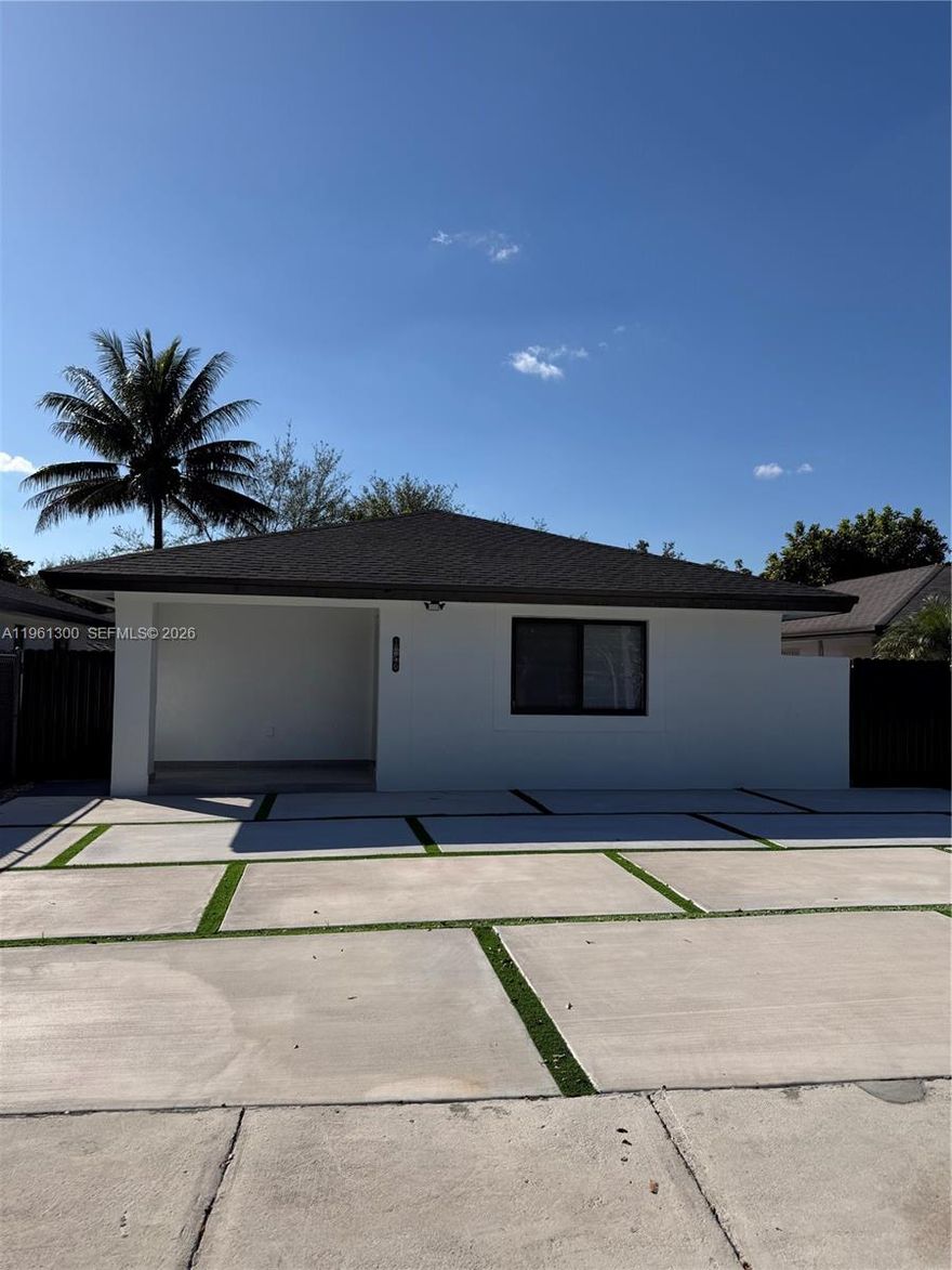 DON'T MISS this Newly Completely Remodeled 3 bedroom/2 bath home...Ready to move in and enjoy this jewel.  Home features upgraded kitchen with Quartz countertops and new appliances.  Beautiful modern bathrooms with top of the line finishes.  Living/Dining area to gather with family and friends.  Expansive front and backyard to make it your own with room for pool and so much more.  Brand new shingle roof installed in Sept 2025, all impact windows/doors & many more extras to list.  Close to highways, great schools, many restaurants and shopping.  Easy to show...use Showtime to schedule your showing and lockbox combination. No Association.