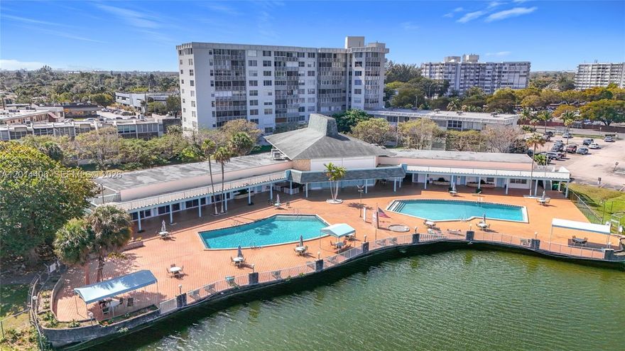 Beautiful 1 Bed / 1.5 Bath plus Den with 1,000 sq ft of living space. Located in a desirable 55+ community just west of Aventura, near shopping, dining, hospitals, and beaches. This bright and inviting condo features tiled floors throughout and an enclosed balcony-turned-den overlooking the pool — ideal for relaxing, working, or extra living space. The bedroom is generously sized with ample closet space.  Enjoy top-tier amenities, including two heated pools with lake views, a fitness center,a clubhouse with a pool table, a sauna, and an event room. Community laundry on the same floor. 1 assigned parking space + guest parking.Maintenance includes water, basic cable, and garbage services. 50-year certification passed.