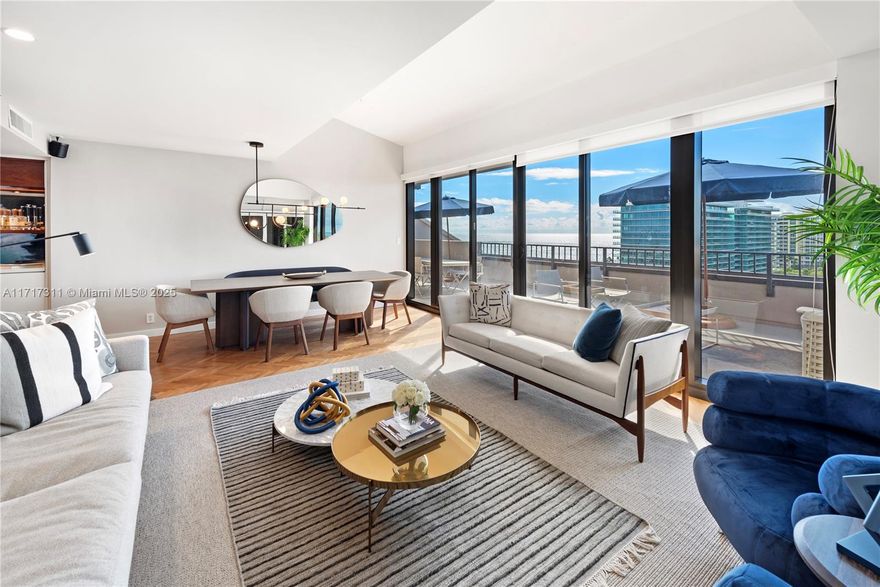 A property unlike anything you've ever seen! 2,323 sq. ft. under AC + 1,000 sq. ft. of exterior terrace. Spectacular 360° views at Key Colony Tidemark. Unique and one-of-a-kind SLOPE unit with 3 spacious bedrooms + 3 fully renovated bathrooms PLUS a family room. Corner living and dining areas feature breathtaking ocean views and an open bar with a refrigerator and wine cooler. The kitchen boasts a large window, Italian custom cabinetry by ITALKRAFT, Sub-Zero appliances, an induction cooktop, and a spacious pantry. Wood floors enhance the main areas of the unit. Furnished with refined pieces and decorated with elegant taste, this property is truly in a league of its own. Min lease 3 months as per condo rules. Price will change depending on the length of the stay. NO ANNUAL LEASES! Available after May 15, 2026