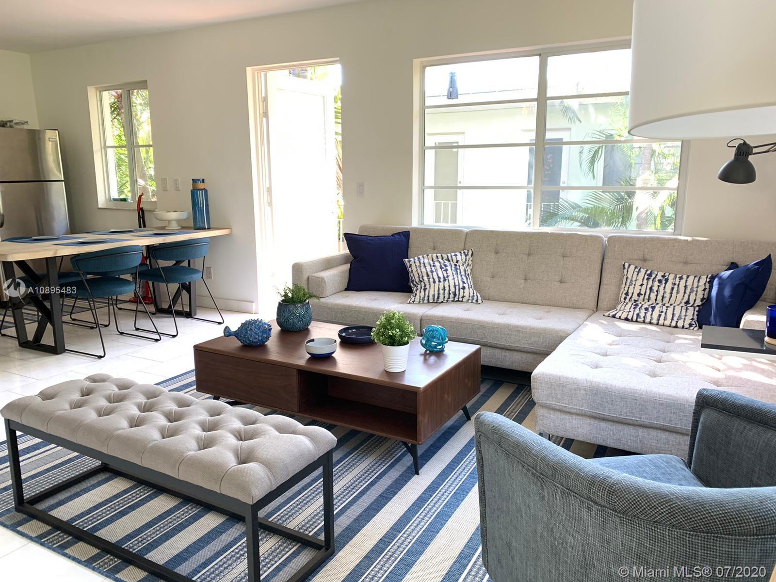 Beautiful and bright corner apartment for rent across from Flamingo Park in the heart of Miami Beach. Tastefully furnished, one bedroom and den with impact windows and washer and dryer in the unit. Great building with luscious landscape.Central AC. Available for rent for a minimum of 3 months to a maximum of 6 months. Call listing agent for showings 24 hours in advance.