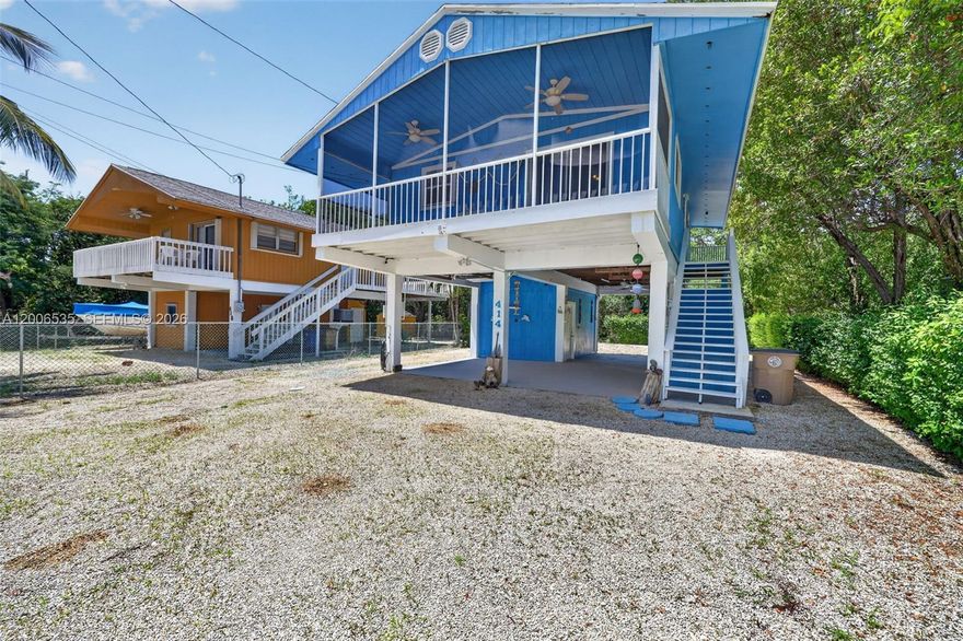Welcome to beautiful Key Largo. This home in the desirable Bay Haven community offers the perfect blend of comfort, flexibility, and island living. Ideally situated near local dining, shopping, State Parks, you’ll enjoy easy access to boating, fishing, diving, and all the Keys have to offer. The home features 3 bedrooms and 2 bathrooms. One bedroom and bathroom is on the ground level, ideal for guests, extended family, or added privacy. Upstairs, you’ll find two additional bedrooms and full bathroom, along with the main living space and welcoming balcony—perfect for enjoying your morning coffee or relaxing in the evening breeze. The property includes generous parking for vehicles, boats, trailers, and other recreational equipment. Outdoor spaces include a spacious backyard with outdoor shower and offering plenty of room for entertaining, storage, or enjoying the tropical surroundings. Residents of Bay Haven enjoy access to a private, gated homeowners park featuring a boat ramp and sandy beach. Annual dues for 2026 is  $550 and include one parking permit and key fob entry access. This property currently operates under a special vacation rental license allowing short-term rentals of fewer than 28 days marketed through Airbnb. Buyers are encouraged to independently verify all zoning, licensing, and permitted uses with Monroe County. Well cared for this Key Largo retreat is ready to enjoy as a full-time residence, vacation getaway, or investment opportunity.