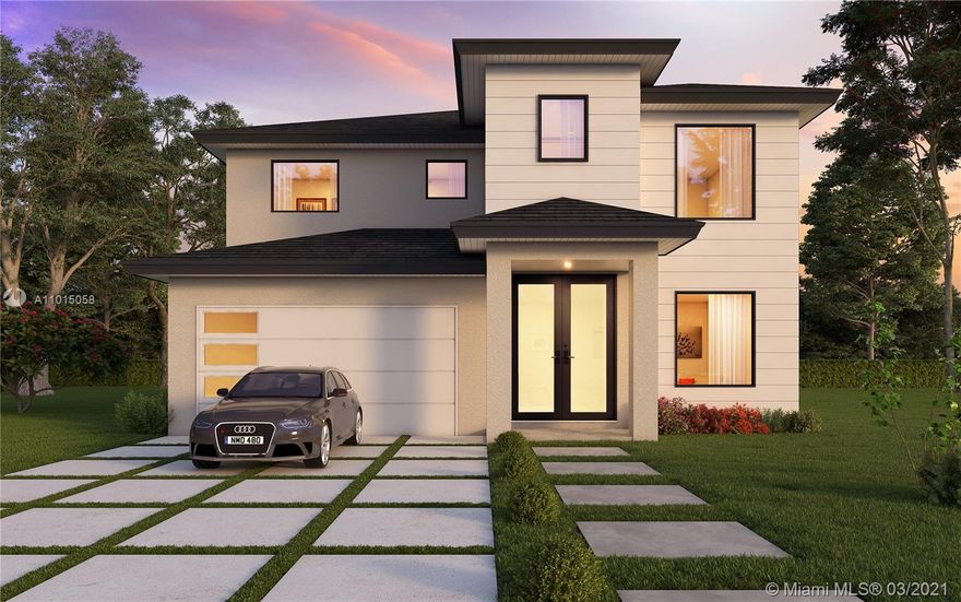 **NEW CONSTRUCTION** 4 Bedrooms 4 baths, 2 car garage, Impact windows and doors, Upgraded stainless steel appliances, Quartz counter tops, 4ft X 8ft Kitchen island, High ceilings, Large covered terrace with fenced yard.