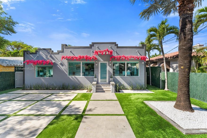 Completely rebuilt in 2016, this updated contemporary home sits on a 6,750 SQF lot with 3 beds, 3 baths, a 200 SQF Gym/efficiency (not included in the SqFt), an outdoor kitchen, and a heated pool. The modern Italian kitchen features quartz countertops, panel-integrated Subzero, & Miele appliances. Every bathroom has premium porcelain floors from Porcelanosa, Spanish vanities/hardware & fully furnished closets from Armadi. The home offers Italgress porcelane floors and LED lighting. Beautiful backyard with artificial grass and an automated irrigation system. The property also features new impact windows, a new roof, AC, alarm, plumbing, insulation, and updated electrical systems. This home has it all and is centrally located near Brickell, Downtown, and Coral Gables! Easy to show.