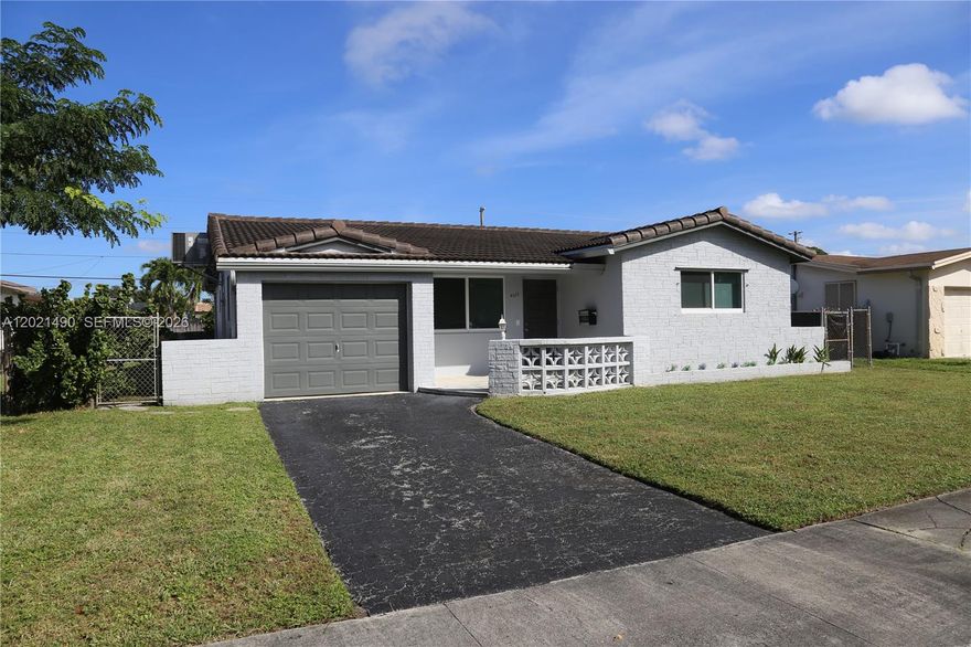 Spacious home with 3 large bedrooms and 2 bathrooms. Very large bedrooms. New kitchen cabinets and appliances. One car garage.
