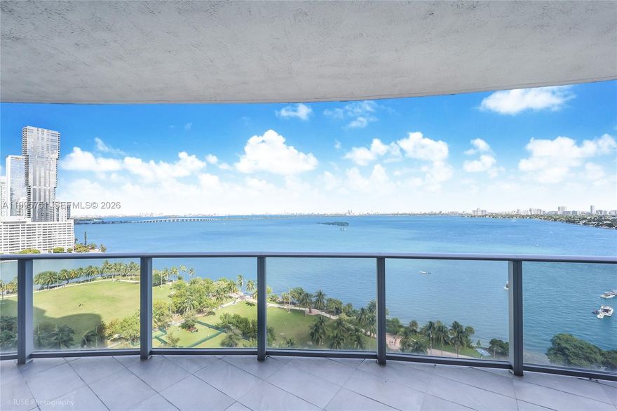 Spectacular waterfront with high end Italian furniture.Incredibly finished apartment with 90 degrees of direct water exposure in this brand new 5 star building. Residence comes fully furnished with exceptional high end Italian furniture. Every detail in the design is completely well thoughtout. Expansive living room overlooking the bay with spacious balcony wrapping around the bedrooms and the master bedroom that is also facing directly water bay views. five star amenities in the heart of Edgewater where everyone wants to be now. Park in front of the building with playground, tennis court, marina, basketball and many more. Building is 5 stars with amenities including, sauna, spa, 2 pools, club room, gym and many more