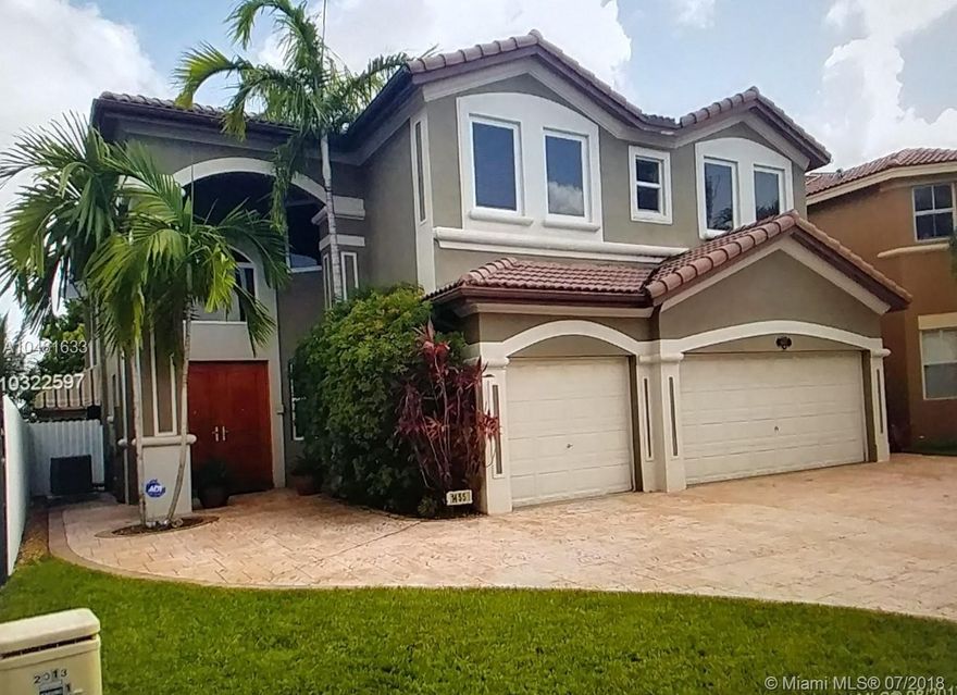 Two story.  Beautiful and immaculate 5 bedroom and 3 full baths.  Beautiful pool with  jacuzzi.    Three car garage.               One  Owner.  Spacious floor plan.  Impact windows and doors.  Master bedroom has two his and hers walk in closets. also comes with an  extra TV sitting area, and a  private balcony with a beautiful view of the pool.  Hardwood floors through out the stairway and second floor.  There is one bedroom on the first floor which can be used as an office.   Kitchen has a walk in pantry.  Granite counter tops.   Stainless steel appliances.  covered terrace perfect for a BBQ area.  This house has been very well kept, close to major schools and universities, close to the turnpike and 836.  close to major shopping areas and shopping malls.
