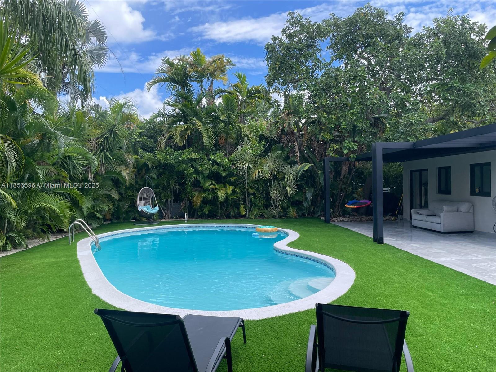Tropical oasis living in the heart of North Miami, Located in prestigious gated community Keystone Point. Fully remodeled 4 bedrooms ( two of them with bathroom en suite) 3 bathroom single family home. This style home has ample living space, situated on a 8,400 SQFT lot.Impact doors and windows throughout the house. New exterior deck in front of the house and amazing back deck with incredible lush vegetation. Central and individual air conditioning in the bedrooms. New roof with 10 year warranty. Brand new bathrooms. Computerized sprinkler irrigation. Computerized garden lighting. New electrical system throughout property. Garden designed and developed by prestigious landscape professional. Pergola in the rear deck. New perimeter fence. can be rented unfurnished