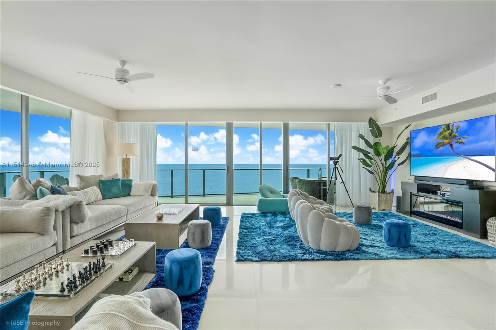 Discover this exclusive, one of a kind, ocean-front gem. This residence is an assemblage of three lines. This is the largest unit in the building & around (6,225 sq ft) with exceptional and unparalleled 200+ degree views of the intracoastal/ocean/city. This very unique layout offers a balance between privacy & open areas, ensuring comfort & adaptability for your family/guests. This rare find ftrs 2 gourmet kitchens, 2 fully-equipped laundry rooms, 7 bedrooms, 2 sden, 7 full & 2 half baths, 2 private elevator foyers, 2 assigned parkings (power-charge upgraded), 3 storages, 2 balconies(approx 1500 sq ft of outdoor surface)& more. Furniture & decor curated by a designer. Enjoy the resort-style amenities: private beach access, pet area, fitness & more. Selling as an assemblage with unit 1703.