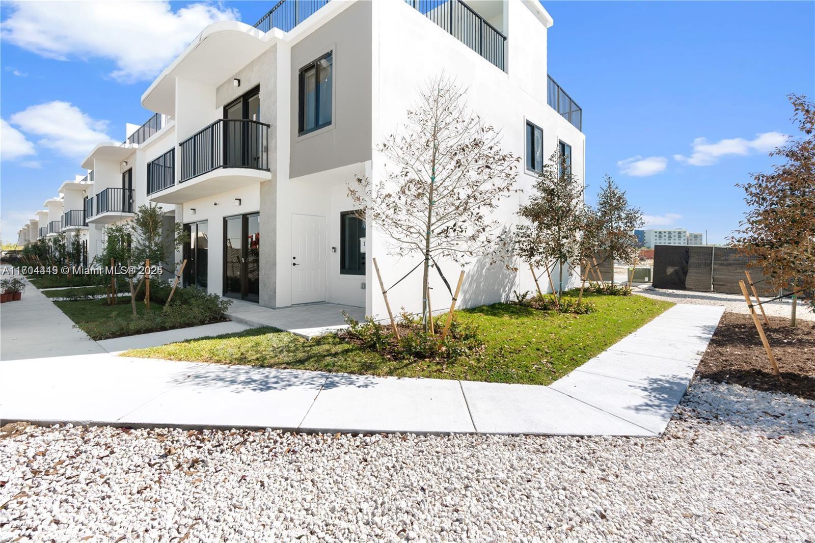 Brand new Townhouses with fantastic modern design, great color scheme with impact windows. Grandville is a new community. Concrete Homes with rooftop terrace and excellent amenities: kids' playground, BBQ with Gazebos, Doggie Park, visitor parking. 4 bedrooms with 3 baths, 2 parking spaces. Beautiful interiors with quartz countertops, modern style open kitchen with stainless steel appliances. The primary bedroom has full bathroom, walk in closet and balcony. A unique flex-room on the ground floor includes closet and full bathroom, could be used as a bedroom/office or in-laws. Be the first to move in, Unit is Vacant. Call or Text LA for appointments.