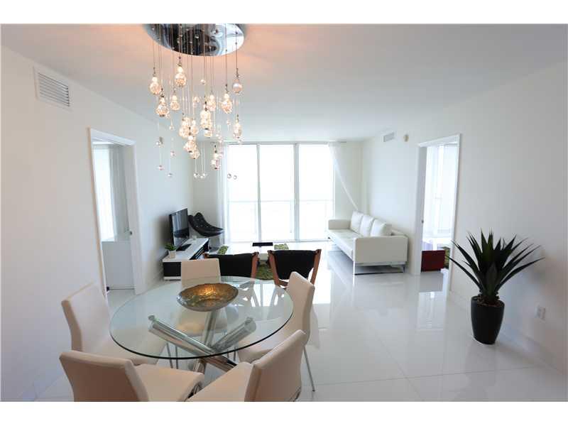Available immediately! Enjoy the beautiful views from every room! Amazing bay and ocean views from this high floor unit. White glass tile floors modern minimalist furniture. Right across the Bayfront park. Fully furnished 2/2 + DEN, Big balcony, walk-in c losets and more! Call today to schedule a private tour!