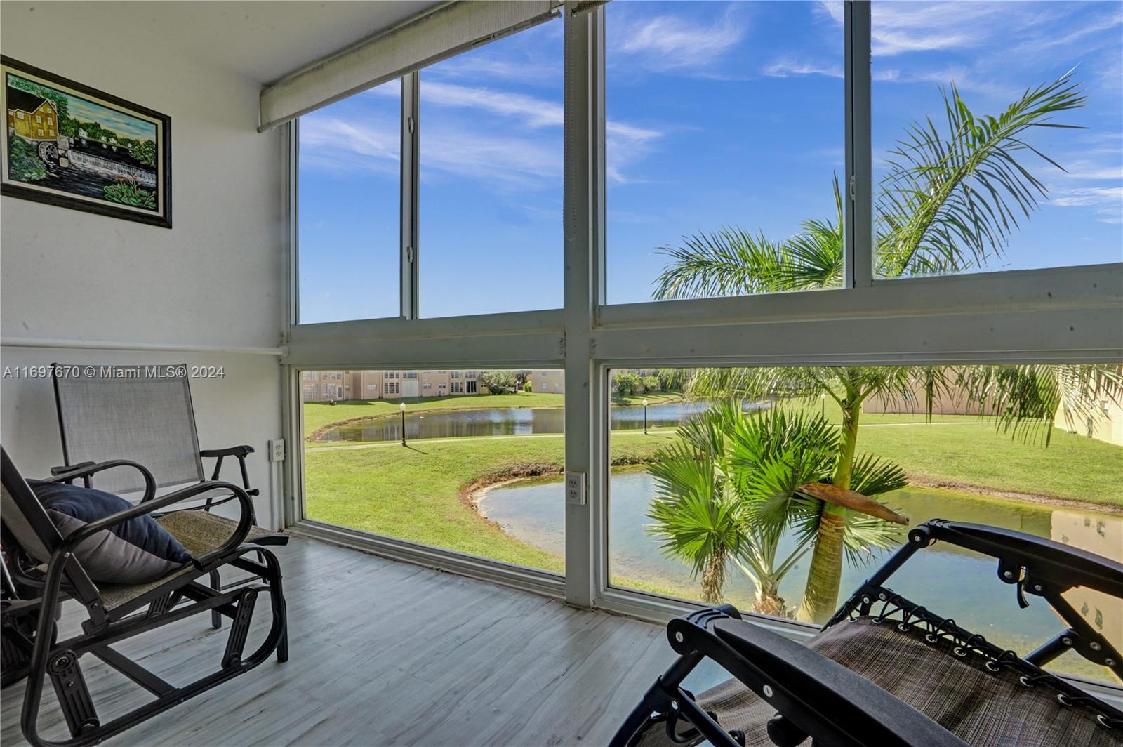 WOW! NICE AND CLEAN REMODELED CONDO WITH 2 BEDS / 2 BATHS > OPEN KITCHEN WITH AN EAT-IN KITCHEN COUNTERTOP. ALL FURNISHED = TURNKEY > HURRICANE WINDOWS. NEW ELECTRICAL PANEL. ENJOY A PEACEFUL WATER VIEW FROM YOUR PATIO THAT YOU CAN CLOSE OR OPEN THE WINDOWS TO HAVE A NICE BREEZE. COMMUNITY IS VERY QUIET AND WELL-KEPT AND HAS AN EXTREMELY ACTIVE CLUBHOUSE. SUNRISE LAKES PHASE 3 HAS ALL THE AMENITIES WITHOUT THE HIGH PRICES FOR GOLF & CLUB MEMBERSHIPS. FREE GOLF. FREE BUSES TAKE YOU ON A SHORT RIDE TO MANY PLACES OF INTEREST. COMMUNITY OFFERS TENNIS, PICKLE BALL WORKSHOPS & CLUBS. EXERCISE CLASS, GYM, THEATER, AND MUCH MORE TO DO... GREAT LIFE STYLE. NEAR SHOPPING CENTERS, HIGHWAYS, CASINO, AIRPORTS AND BEACHES. ASSOCIATION SAYS 55 YEARS OLDER