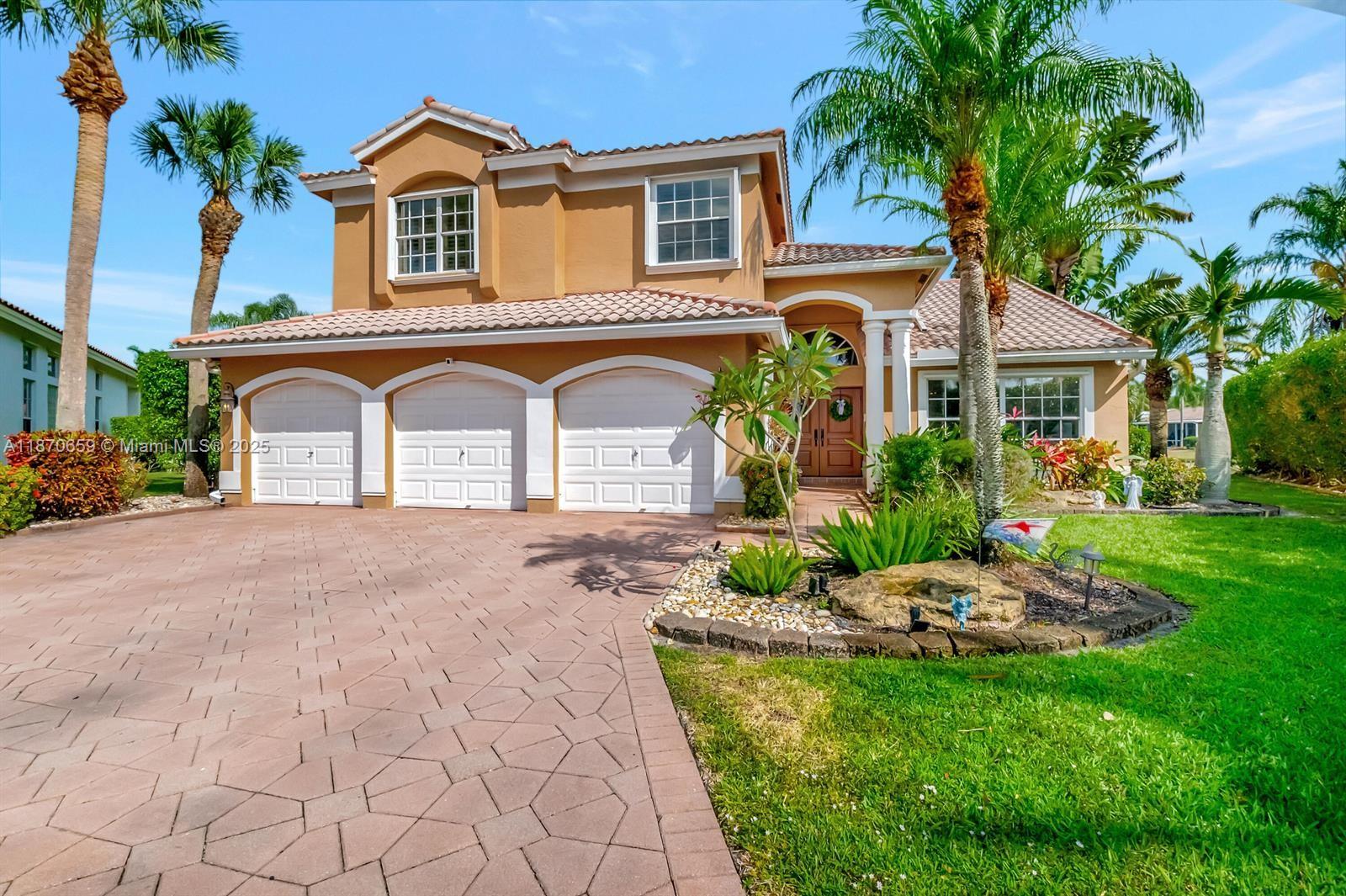 THIS beautiful 4-bedroom,3 bath unfurnished home offers the perfect combination of luxury, comfort, and convenience. Situated in the highly sought after Boca Isles North neighborhood, cut de sac ,it features breathtaking water views and stunning sunsets from the covered patio and pool/jacuzzi area. The spacious layout includes a guest bedroom and bath downstairs.The bright, open kitchen is perfect for entertaining and everyday living, and the entire home boasts elegant marble&wood floors.Upstairs, the master suite offers a private retreat w. an additional outdoor patio,perfect for relaxing&enjoying the serene surroundings.Two additional guest bedrooms provide ample space for family or guests.3 car garage!Super quiet ,family oriented ,gated community & the best amenities around ! A+schools
