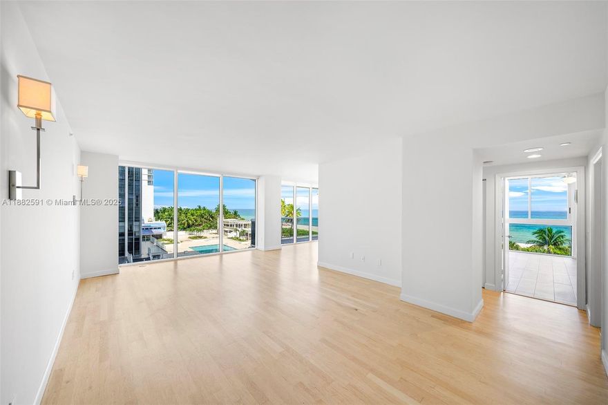 This prime corner oceanfront residence is filled with natural light from expansive windows, while two generous terraces showcase close-up views of the beach and the resort-style pool surrounded by lush tropical landscaping. The well-designed layout includes three bedrooms and three bathrooms. The primary suite features a spacious walk-in closet and large bath, the second bedroom is also en-suite, and the third bedroom offers direct ocean views. A desirable lower-floor location keeps you closely connected to the shore, all at an exceptional price for an oceanfront home. Being offered unfurnished.